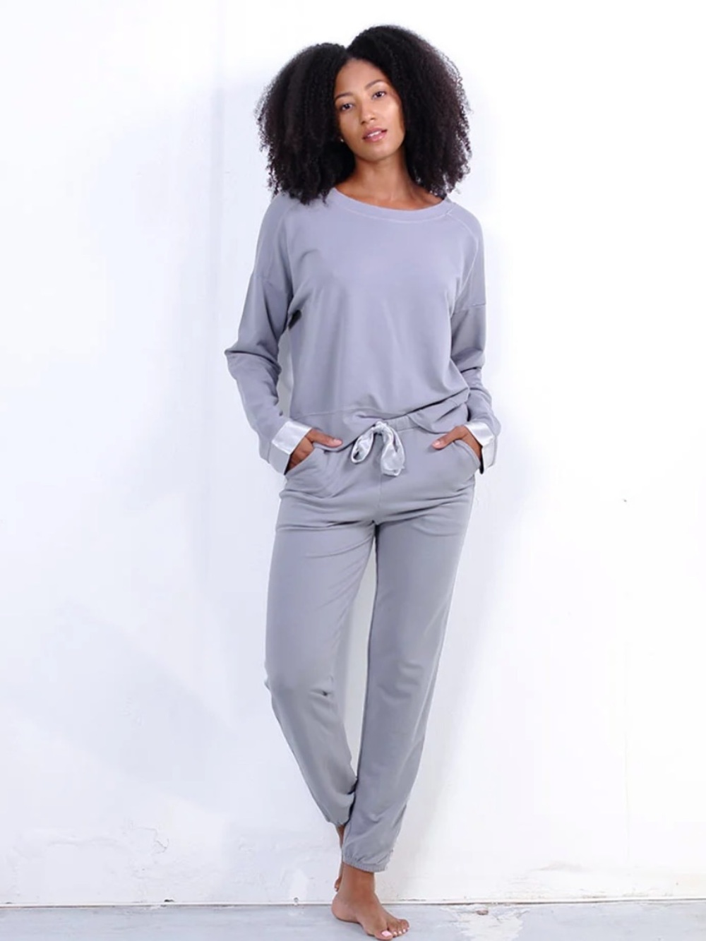 PJ Harlow Izzy French Terry Sweatshirt Dark Silver NWT Size Medium